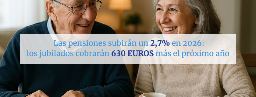 Las pensiones subirán un 2,7% en 2026: los jubilados cobrarán 630 euros más el próximo año