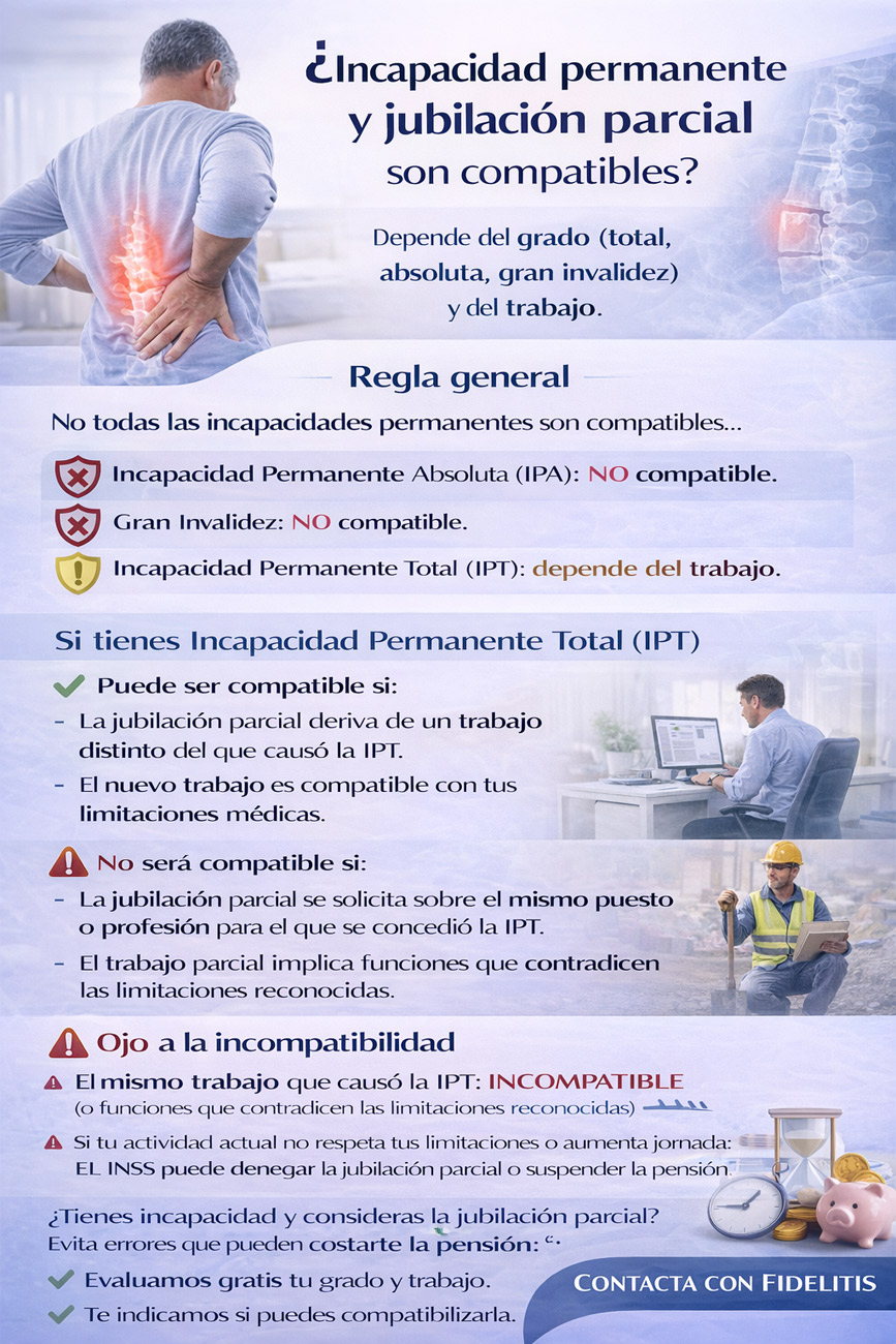 Se puede compatibilizar incapacidad permanente y jubilación parcial