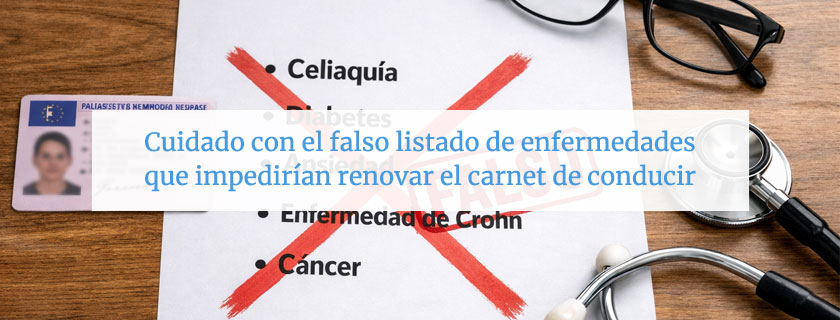 Cuidado con el falso listado de enfermedades que impedirían renovar el carnet de conducir