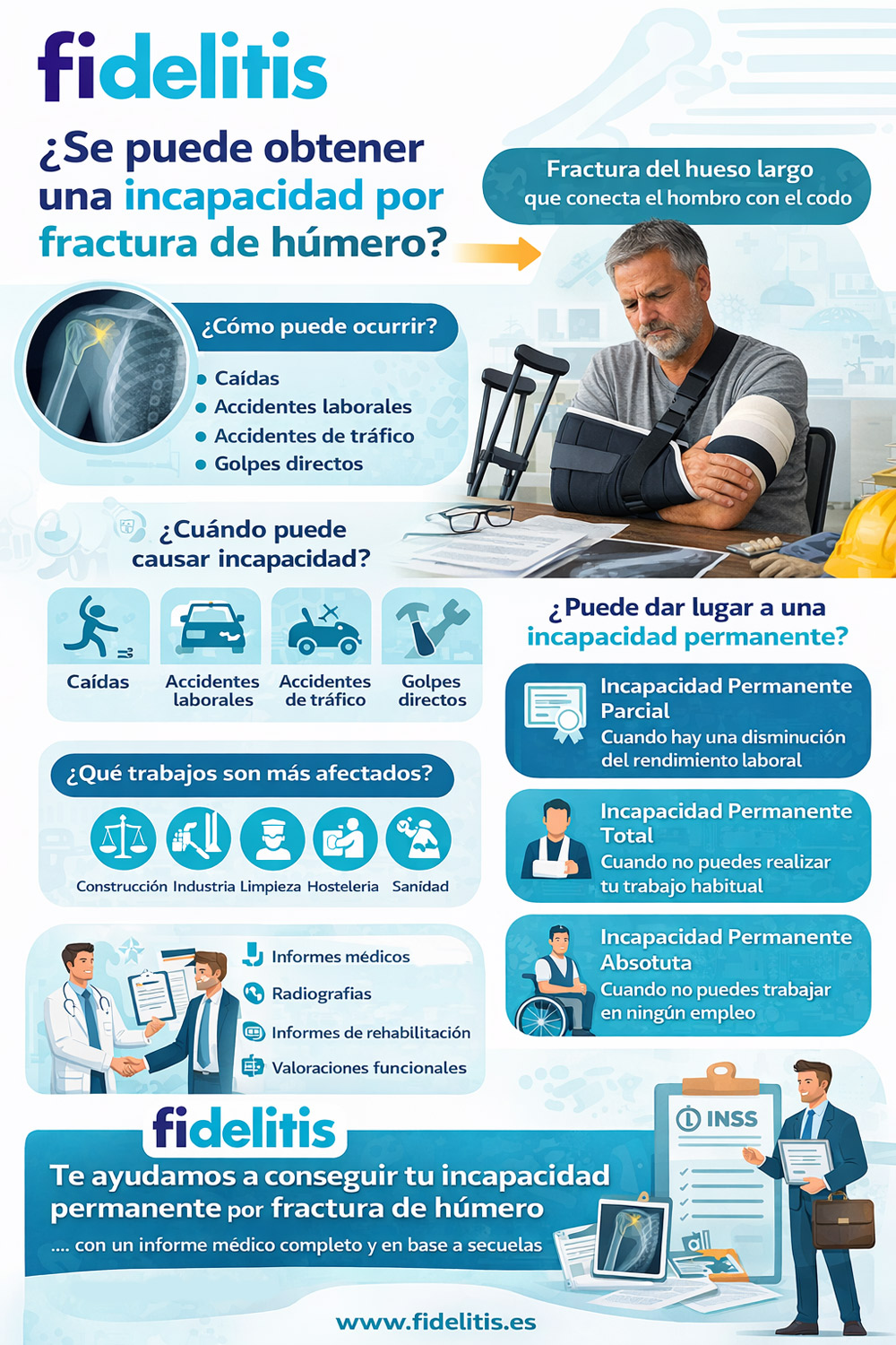 Se puede obtener una incapacidad por fractura de húmero