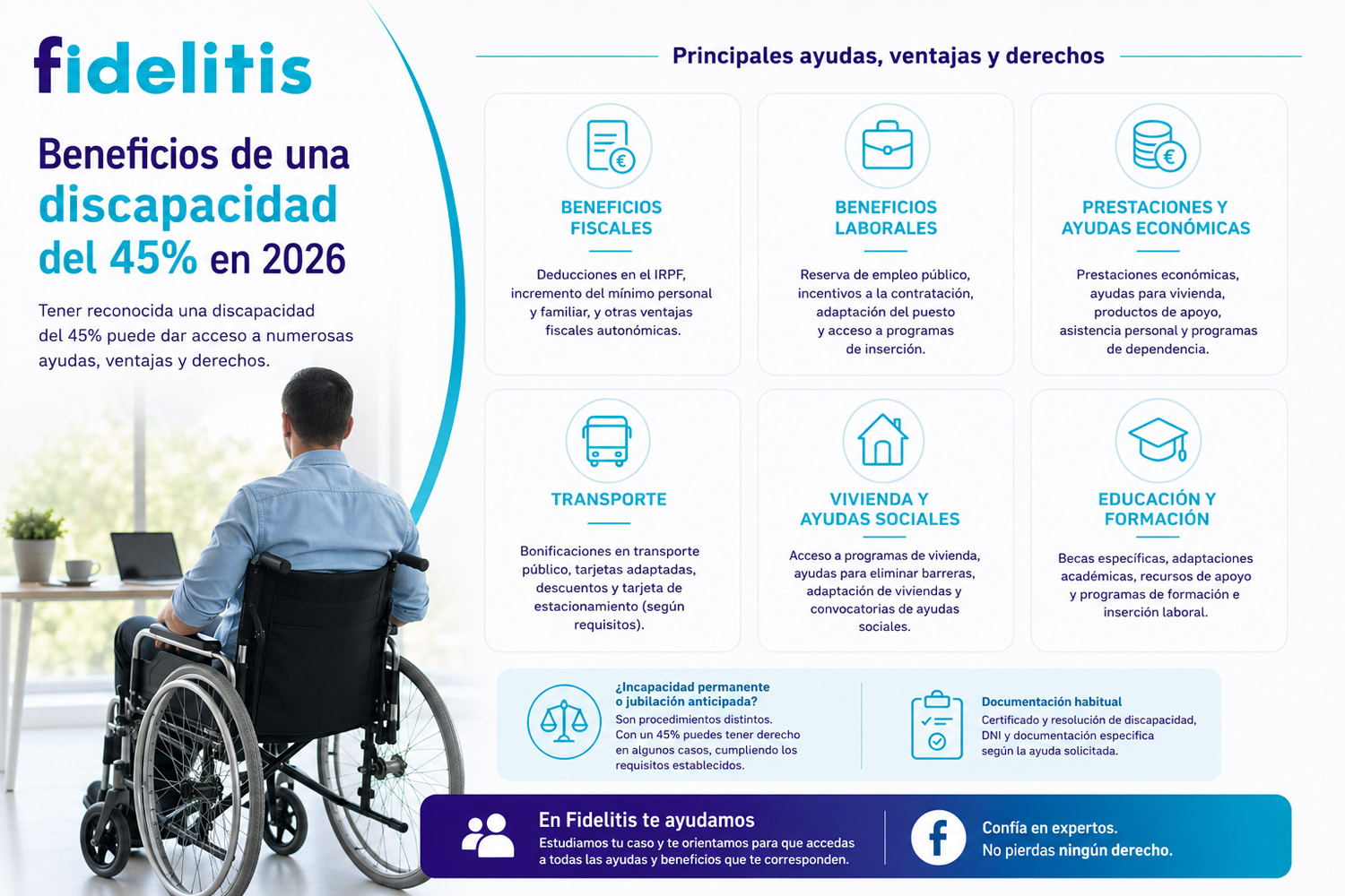 Beneficios de la discapacidad del 45%: ayudas, ventajas y derechos en 2026