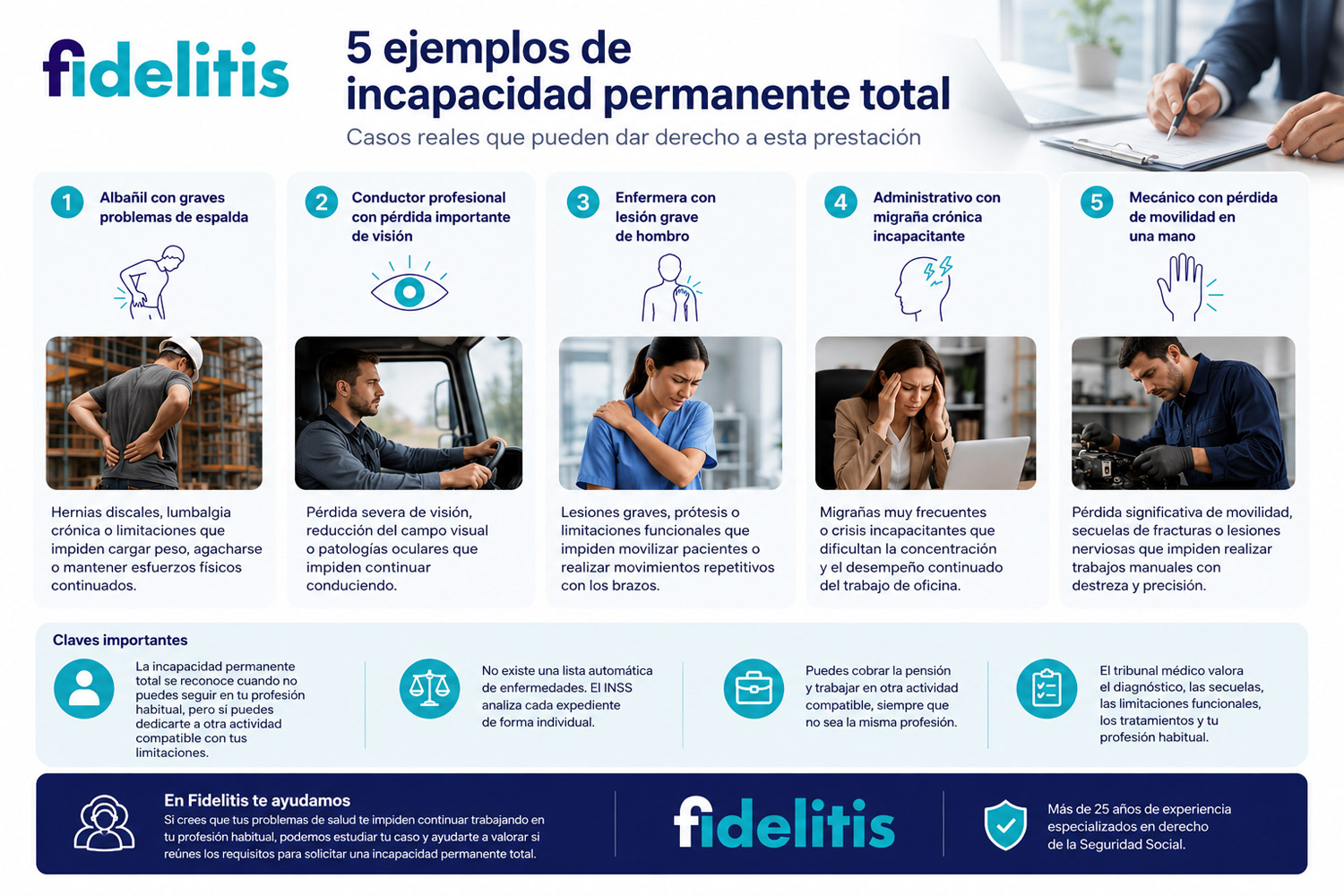 5 ejemplos de Incapacidad Permanente Total
